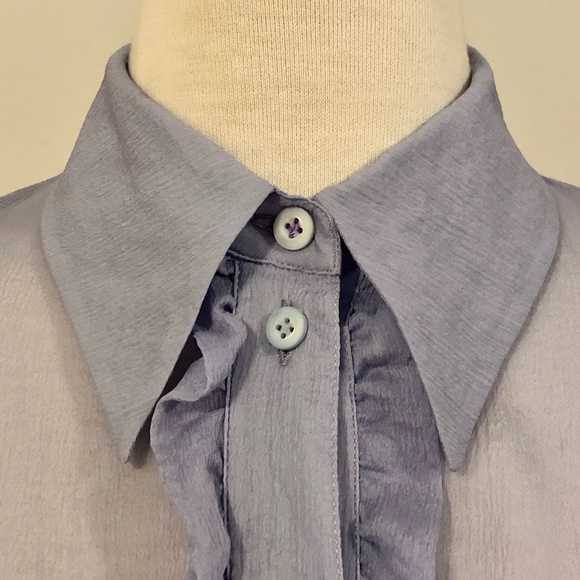 Lilac Silk Ruffled Prada Blouse/Button-Down - Picture 5 of 15